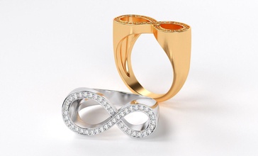 la mode anneau d'or à l'infini bijoux de l'anneau bague en or d'argent le diamant imprimable joyau gem platine livre sterling cad les anneaux 3d print model - Mito3D