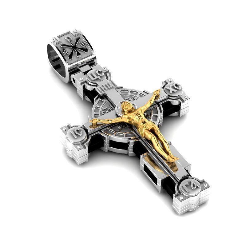 fashionable orthodox cross christian jewelry jesus silver religion church crest gold pendant jewellery jewel pendants 3D print model - Mito3D
