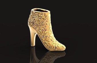 fashionable pendant womens shoes boots fur 480 glamour pattern boot fashion stylish trendy heel dummy gold sandal footwear jewelry 3d pendants 3d print model - Mito3D