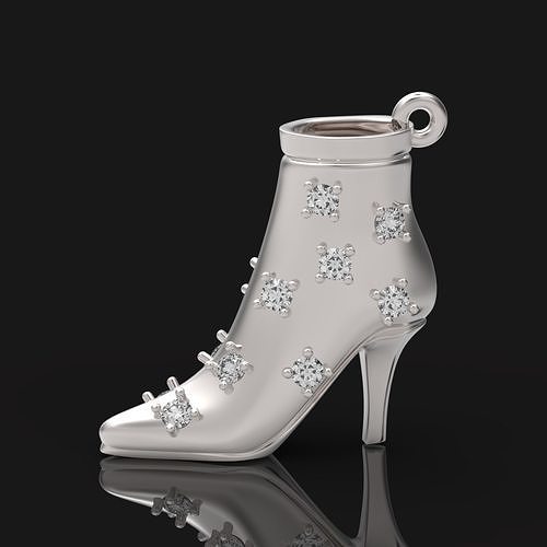 fashionable stylish pendant women boots diamonds 439 gold 3d print boot shoes shoe diamond woman stones fashion heel trendy jewelry pendants 3D print model - Mito3D