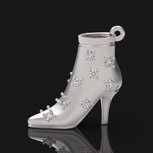 moda elegante colgante pendiente mujer botas diamantes 439 oro 3d impresión bota zapatos zapato diamante piedras moda tacón joyería joya colgantes 3d print model - Mito3D