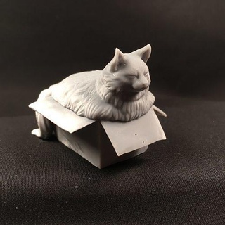 fat cat box animal animals art mammal stylized statuette printable print printing 3d model sculptures 3d print model - Mito3D