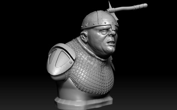 fat ogre knight helmet portrait sculpture armor man art people gallery orc statue creature shield armour fantasy fictional crusader warrior helm medium sculptures 3d print model - Mito3D