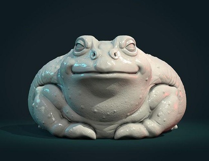 fat toad frog sculpture amphibians netsuke art sculptures 3d print model - Mito3D