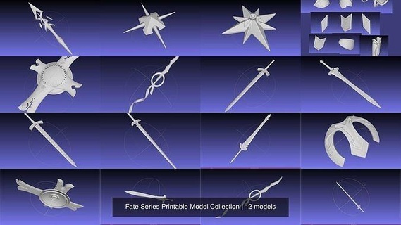 fate series printable model collection 3d printing assembly replica costume cosplay grand order sword shield weapon fantasy games toys 3d print model - Mito3D