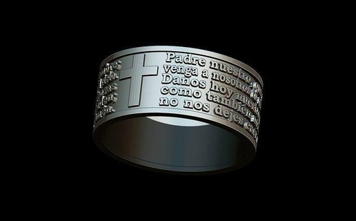 padre anillo padrenuestro jesusring dios símbolo oracion joyería joya anillos oro Dios imprimible bíblico diamante plata 3d print model - Mito3D