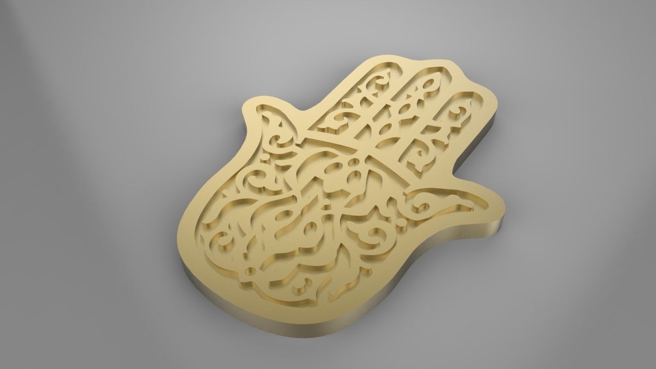 fatima hamsa musulman collier bijoux bijou or sis hamsa fatima arabe islam luxe colliers 3D print model - Mito3D