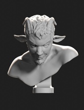 faun büste skulptur kunst fantasie mythologie hörner druckbar realistisch statue porträt fein arte escultura fauno busto retrato skulpturen 3d print model - Mito3D