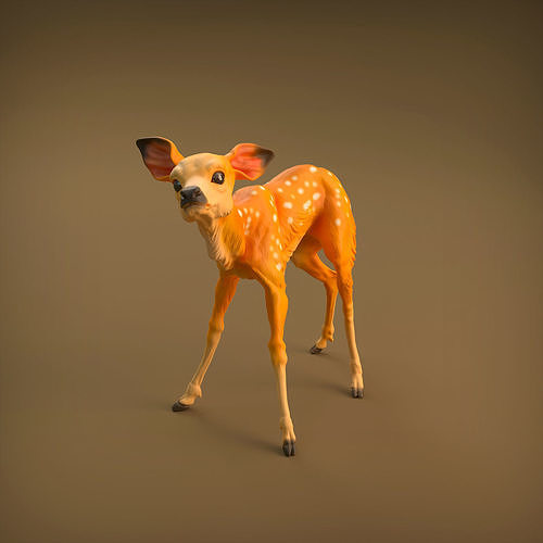 fawn 3d printing animal baby deer cute toy companion realistic presupported supported sculpture miniature figure collectible kid art sculptures 3D print model - Mito3D