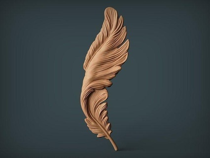 feather bas-relief feathers wing fly nature bird animal eagle angel indian mohawk stl cnc bas relief jewellery decoration decor wall printable carved art sculptures 3d print model - Mito3D
