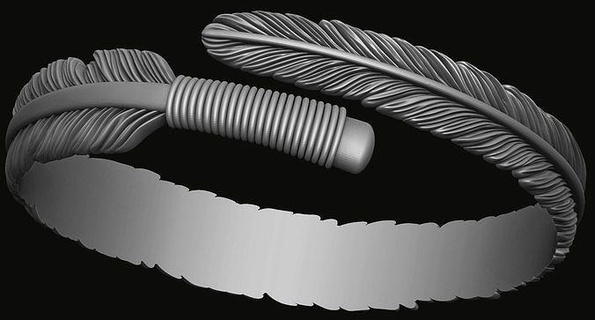 pena pulseira 3d impressão modelo penas asa voar natureza pássaro alívio bas arte esculturas imprimível céu pulseiras animal folha papel asas 3d print model - Mito3D