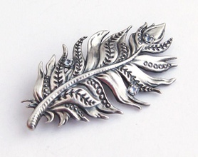 feather brooch printable jewelry model jewellery 3d zbrush stl obj sculpted silver organic small printing printed brooches 3d print model - Mito3D