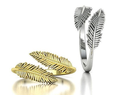 pluma derivación anillo apilable banda imprimible modelo joyería joya mujer Moda bandas canalla anillos oro Estados Unidos Canadá Europa uk Israel mexico unido estados 3d 3d print model - Mito3D