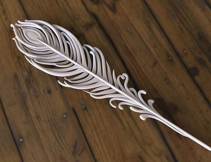 feather peacock wing bird print ornament sculpture pen pencil write art sculptures earrings 3d print model - Mito3D