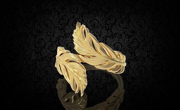 feather ring jewelry silver gold rings 3d print model - Mito3D