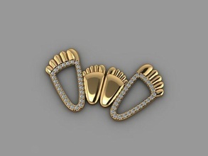 piedi pendente bambino gioielleria oro argento platino carina natale design diamante squillare pandora arte stampabile collana 3d ciondoli 3d print model - Mito3D