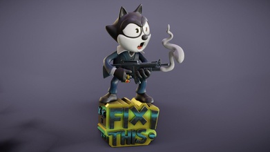 felix cat scarface karşıdan karşıya geçmek stilize zbrush kedi yazdır 3d elegoo mars blender oyunlar oyuncaklar 3d print model - Mito3D