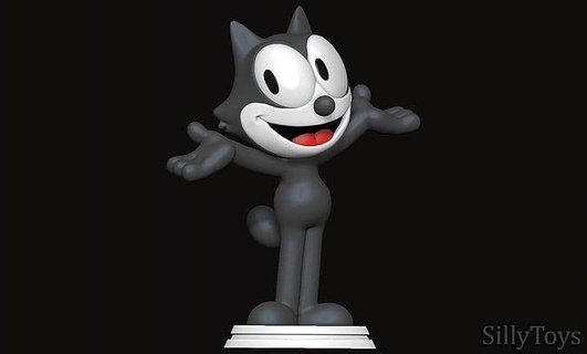 felix gato dibujos animados felino masculino comedia 3d impresión modelo Arte esculturas 3d print model - Mito3D