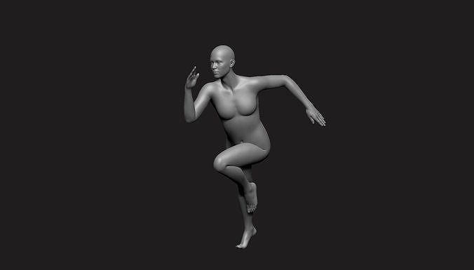 weiblich Base Gittergewebe Laufen Frau Charakter Mädchen Körper Kunst Skulpturen 3D print model - Mito3D