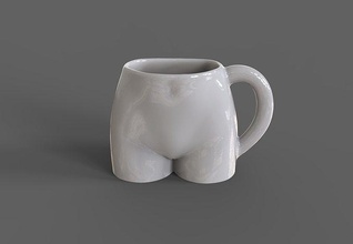 female body coffee cup tea porcelain glass houseware tableware naked girl woman butt ass house kitchen dining 3d print model - Mito3D