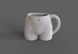 femelle corps café tasse thé porcelaine verre articles ménagers vaisselle nu fille femme bout cul maison cuisine manger 3d print model - Mito3D