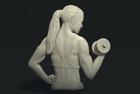 female bodybuilder bas relief woman girl muscular fit fitness body human building sports athlete workout coaching practice weight lifting barbells gym barbell musculature art sculptures 3d print model - Mito3D