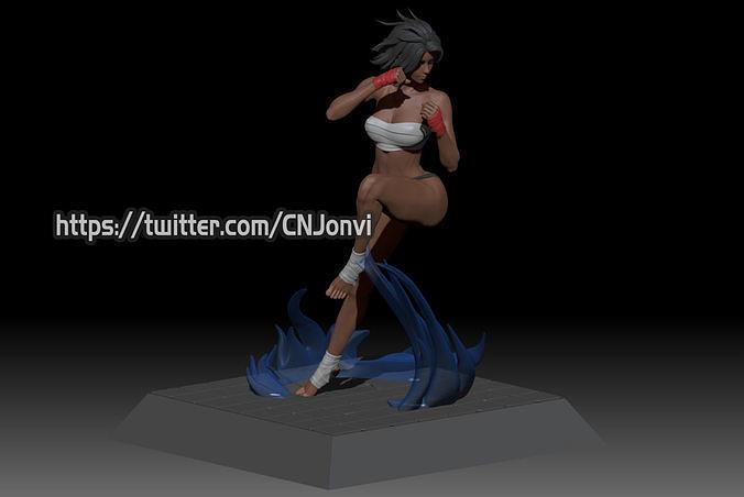 fêmea boxer waifu harém brinquedo arte esculturas músculo Criador 3D print model - Mito3D