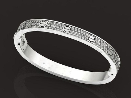 femelle marque bracelet l'amour vis modèle 620 femme fille femmes unisexe homme brillant Couper diamant paver amour taille or bijoux bracelets 3d print model - Mito3D