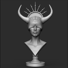 female bust woman head body character horns art sculpt sculptures deco print printable 3d print model - Mito3D