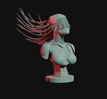 weiblich Cyborg Büste Meduse Frau 3d Roboter Person Mädchen Maschine sci fi Humanoid Kopf bot 3dprint drucken Kunst Skulpturen 3d print model - Mito3D