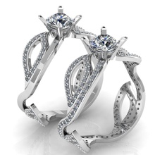 weibliche Diamant-Blatt-ring Schmuck ring Ringe gold Silber diamond Juwel engagement Mode-ring Diamant-ring gold-ring engagem bedruckbar ist Hochzeit Blatt blättert gem Mode-Schönheit 3d print model - Mito3D