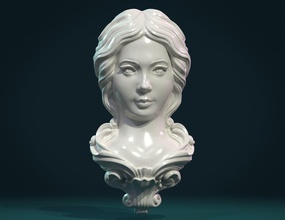 female woman face mascaron head girl decoration antique baroque art sculptures 3d print model - Mito3D
