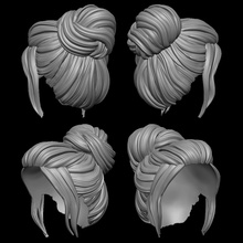 female hair woman wig human fashion sculpture girl art sculptures head hairdresser hairstyle bun 3d print model - Mito3D