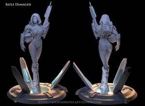 female halo spartan battle damage 3d print model science fiction sci fi soldier super xbox games military suit mech space woman sexy toys board 3d print model - Mito3D