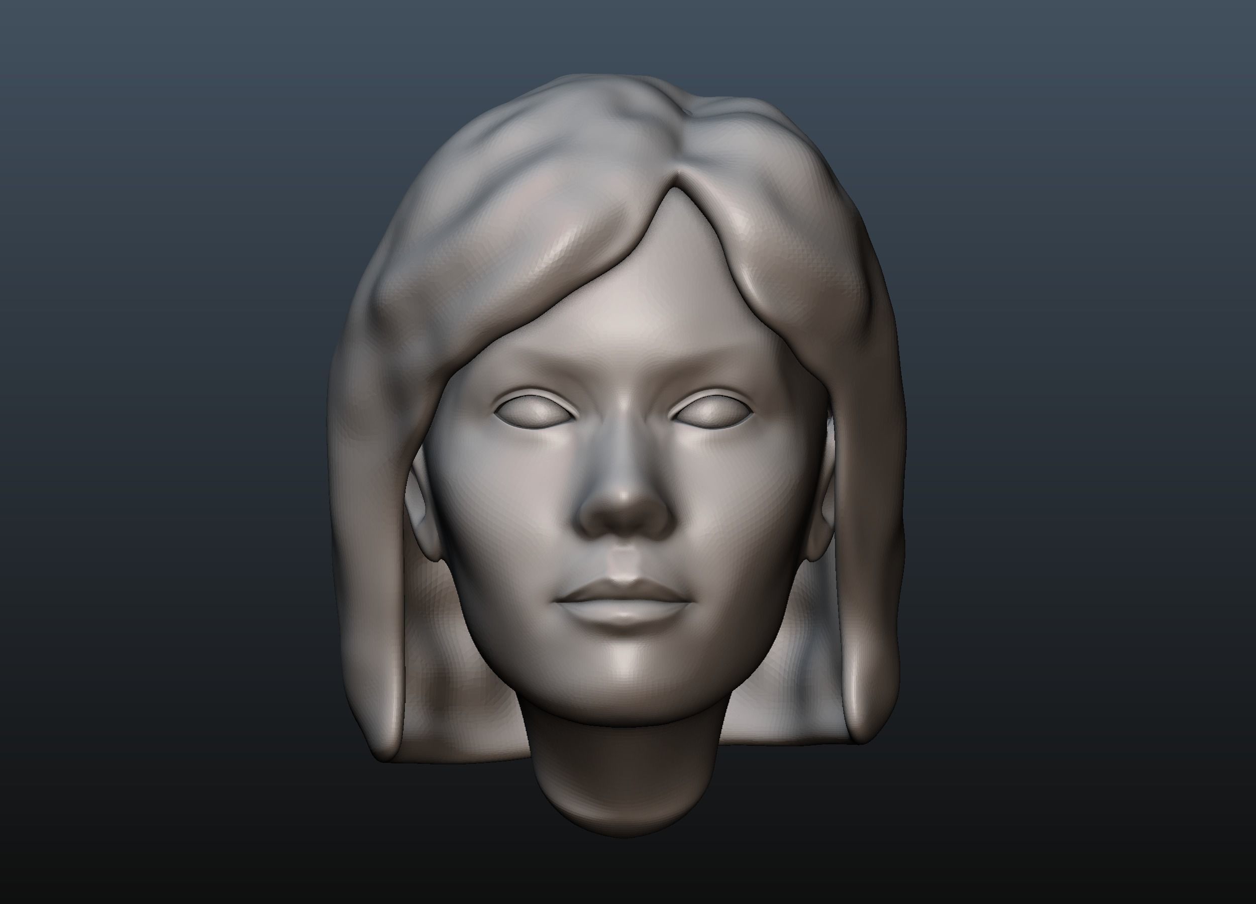female head 3 art face woman hair anatomy human character body people sculptures young mature girl 3D print model - Mito3D