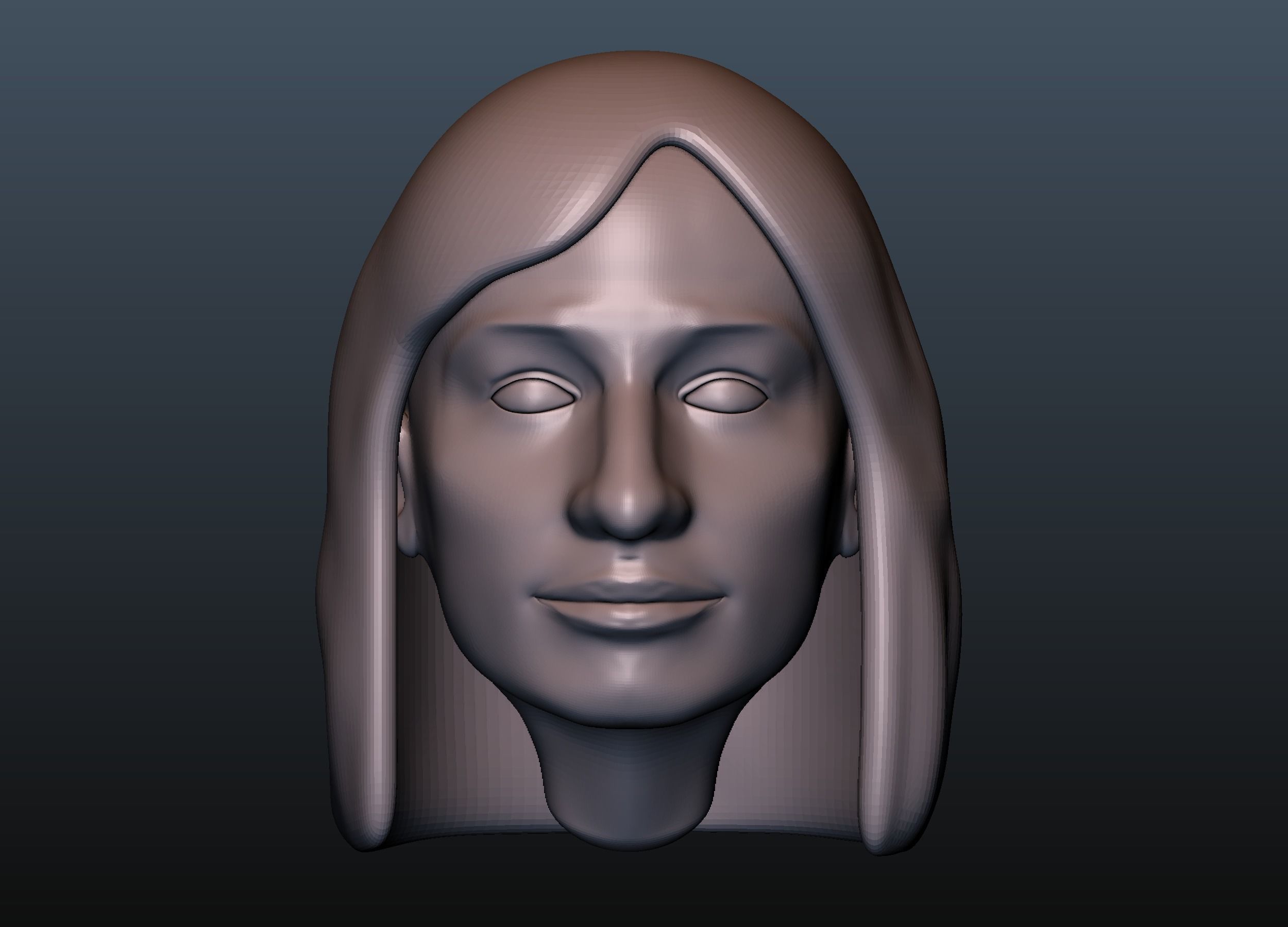 female head 6 art face woman anatomy character body people sculptures young mature hair queue tail girl baby little 3D print model - Mito3D