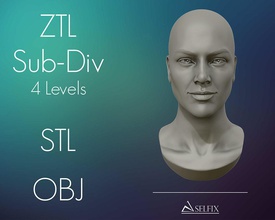 femelle tête sculpture art portrait chauve anatomie zbrush base sculptures 3d print model - Mito3D