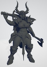 fêmea nórdico berserker senhor guerreiro personagem fantasia guerra armaduras lutador espada bárbaro martelo jogos tampo mesa miniatura viking mulher borda brinquedos 3d print model - Mito3D