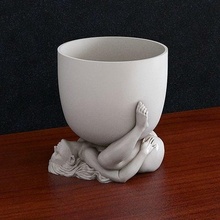 femelle planteur fille sexe fleurs tasse vase décoration décor art sculptures 3d print model - Mito3D