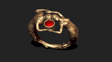feminino princesa anel zbrush rhino 3d do sexo masculino amor banda o casamento ouro luxo gem diamantes a moda senhoras mãos anatomia corpo de prata jóias anéis 3d print model - Mito3D