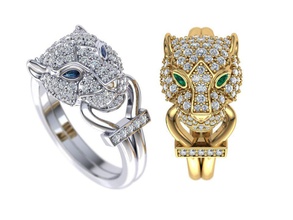 female ring leopard cat 3dmodel diamond lion gold silver animal usa canada israel europe nature earrings jewelry cheetah australia unique rings 3d print model - Mito3D