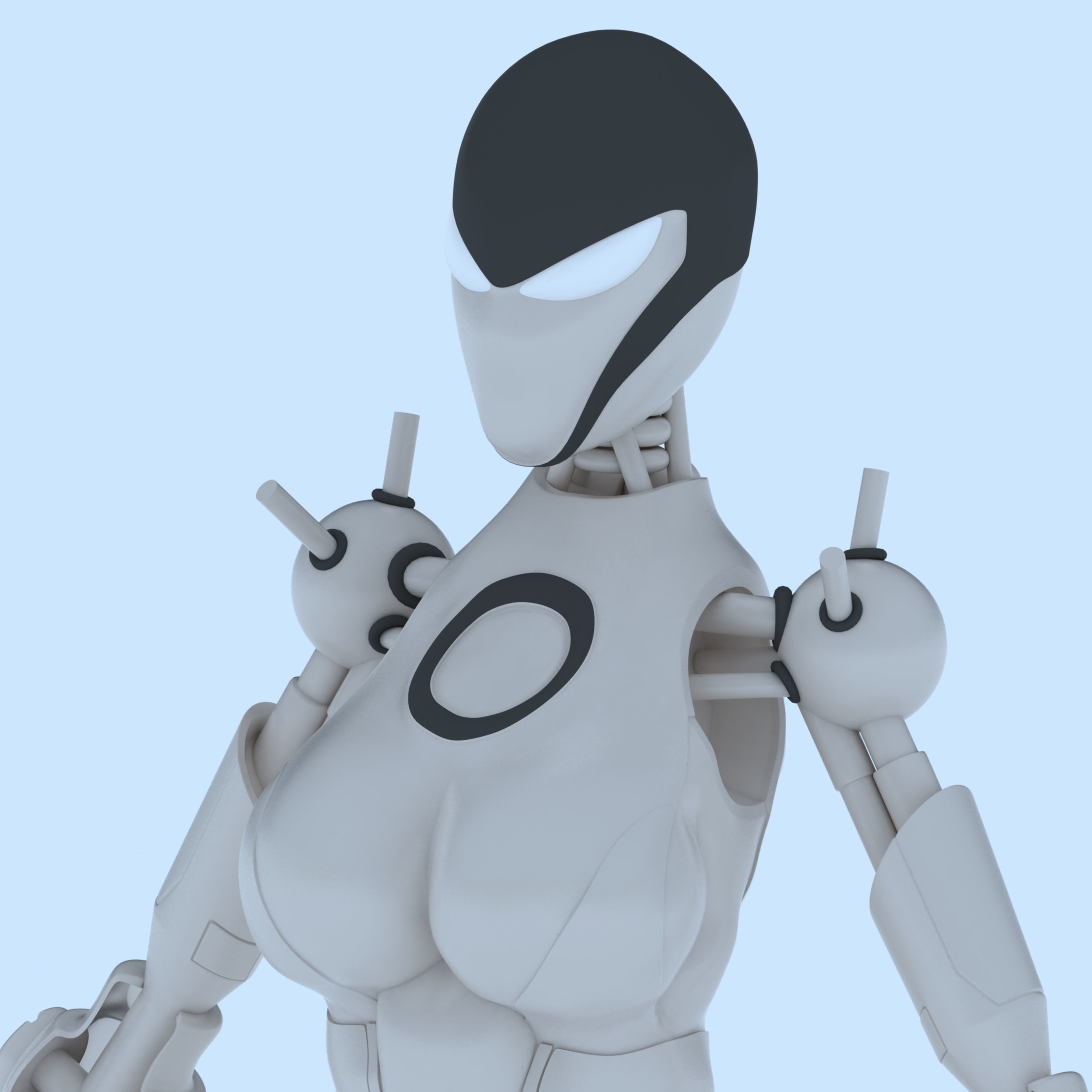 female robot 1 - fr01 secret character body 3d printable miniatures robotics metal robotic sci fi 3D print model - Mito3D
