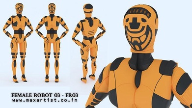 fêmea robô 03 fr03 femalerobot03 maxartista 3dprintable 3dmodel figura robótica mulher estátua sci fi passatempo faça 3d print model - Mito3D