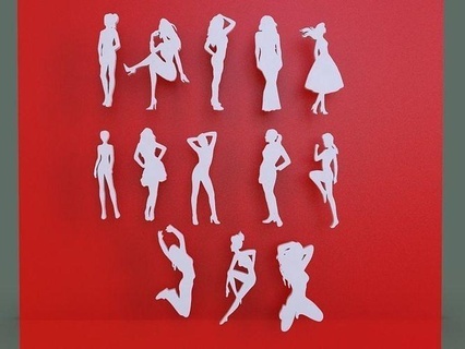 femmina silhoutte Portachiavi donna illustrazione amore corpo chimica portachiavi silhouette parete arte segni loghi 3d print model - Mito3D