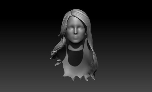 femmina stilizzato capelli stampabile 3d Stampa modello ragazza arte sculture donna carattere gioco design statua scultura cartone animato 3d print model - Mito3D