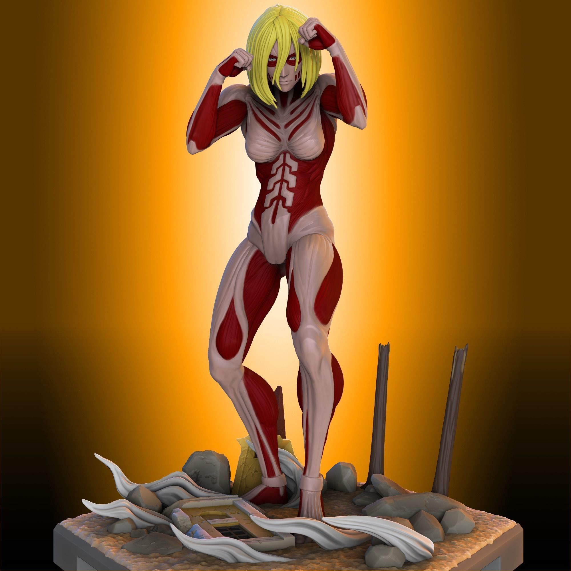 female titan - shingeki no kyojin shingekinokyojin attackontitan snk anime manga 3d figure printable games toys annie 3D print model - Mito3D