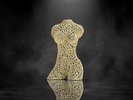 hembra torso enrejado voronoi busto dama maniquí escultura estatua figura anatomía cuerpo bronce oro Arte monitor ropa menor resumen esculturas 3d print model - Mito3D