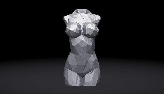 weiblich Torso trianguliert stilisiert Dreiecke poly Körper Anatomie muskulös Muskulatur Frau toren Kunst Dreieck Skulpturen 3d print model - Mito3D