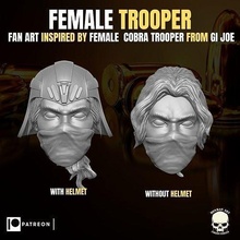 female trooper head action figures gi joe cobra woman figure helmet marvel legends star wars black series movie military toy games toys 3d print model - Mito3D
