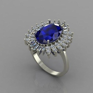 femalering saphir diamant bague bijoux gemme imprimable argent blanc femelle anneaux 3d print model - Mito3D
